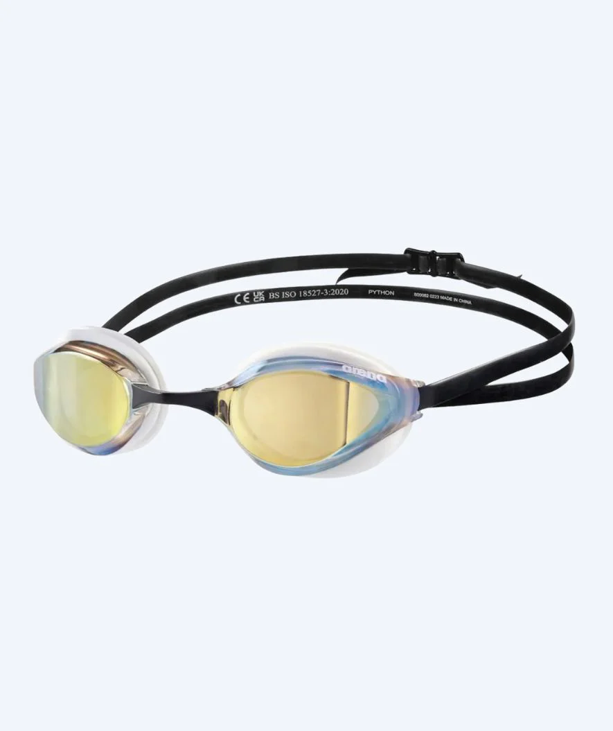 Arena Elite Schwimmbrillen - Python - Schwarz/Gold (Mirror Scheiben)