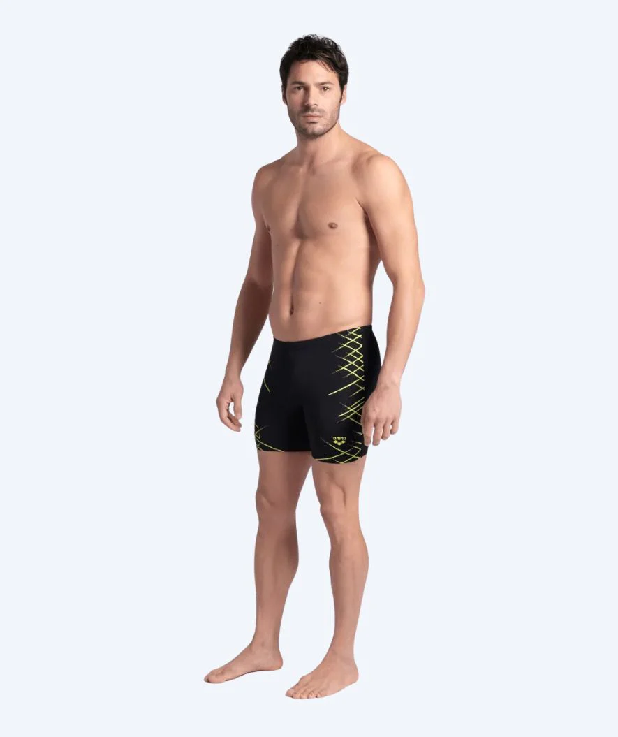 Arena lange Badehose für Herren - Straight Line - Schwarz/Gelb - Image 3