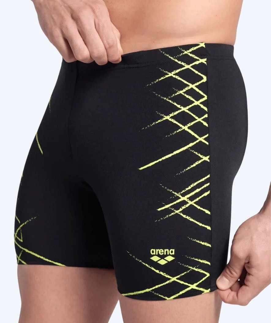 Arena lange Badehose für Herren - Straight Line - Schwarz/Gelb - Image 4
