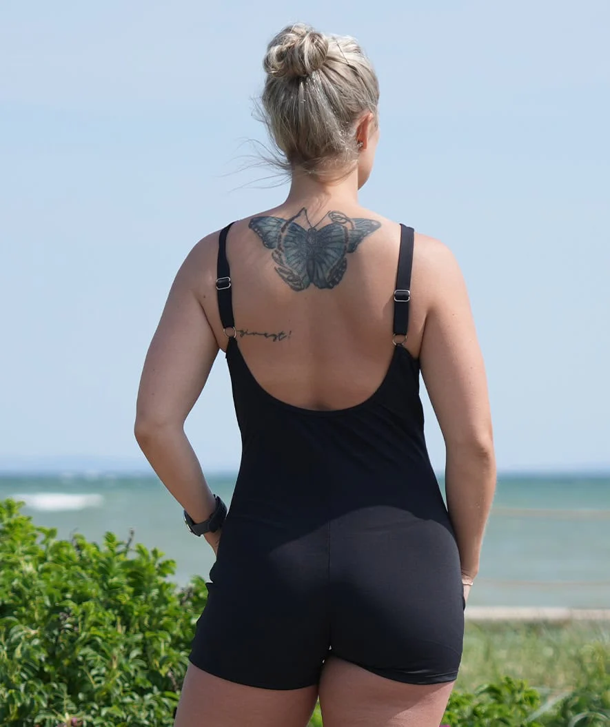 Watery Badeanzug mit Bein für Damen - Venilla - Schwarz/Blau - Image 6