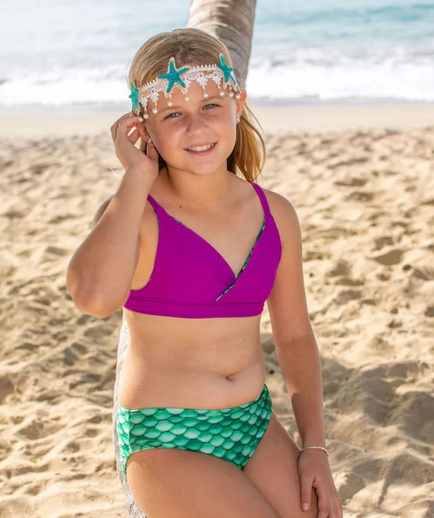 Fin Fun Meerjungfrau Bikini Top für Mädchen - Celtic Green - Image 4
