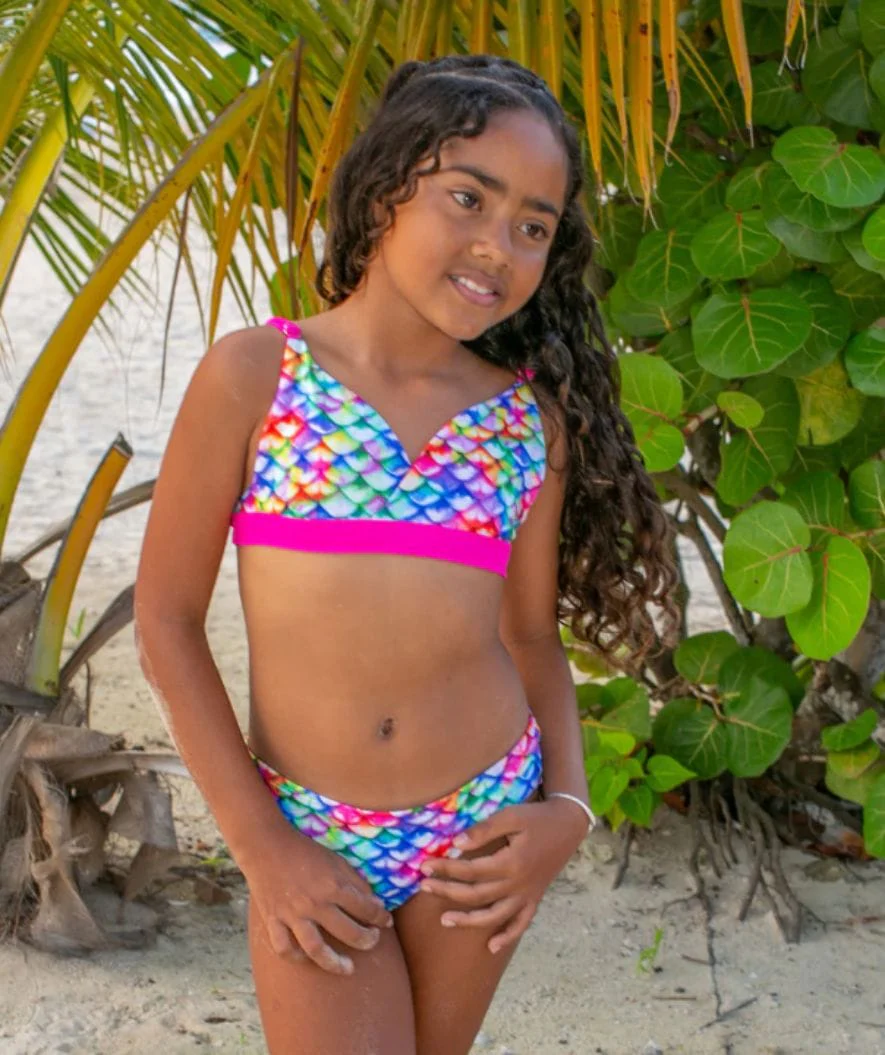 Fin Fun Meerjungfrau Bikini Top ohne Rüschen für Mädchen - Rainbow Reef - Image 3