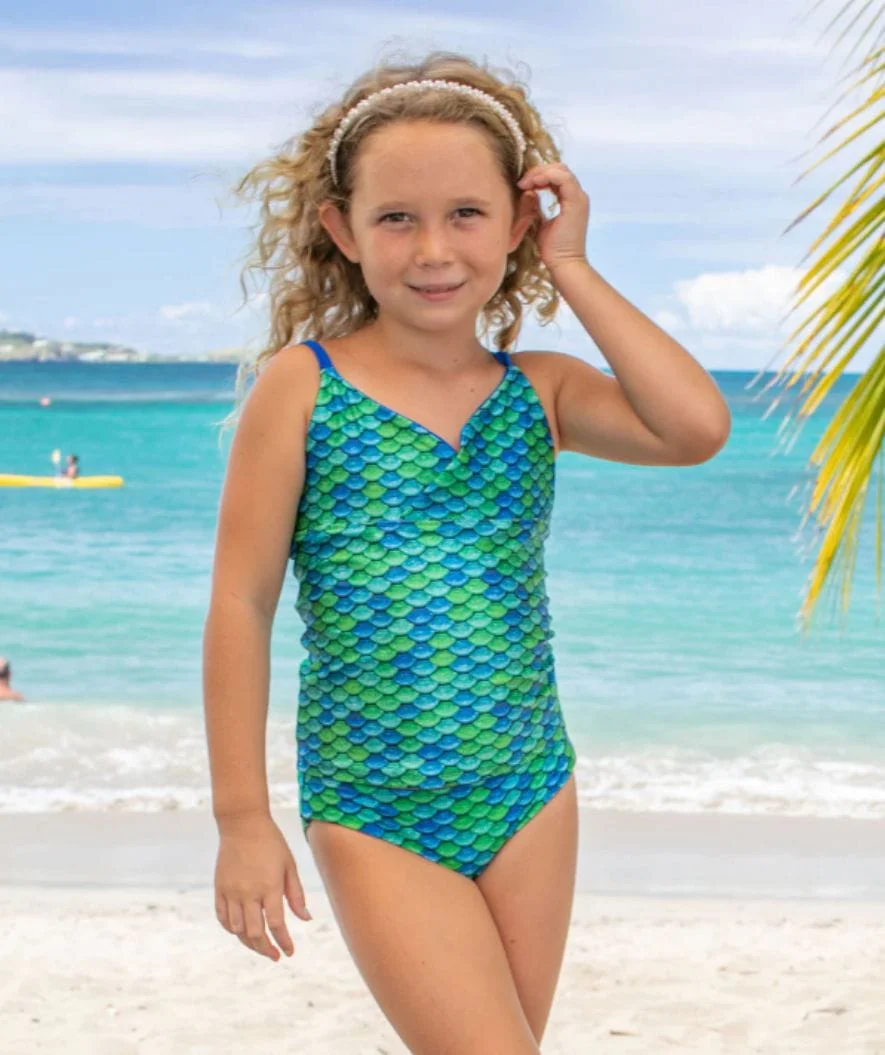 Fin Fun Tankini Top für Mädchen - Aussie Green - Image 4