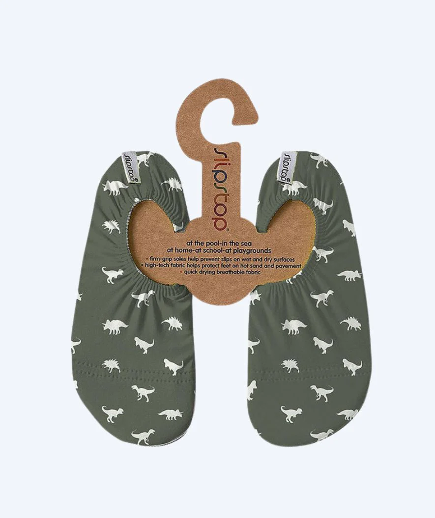 SlipStop Schwimmsocken für Kinder - Dino Grün