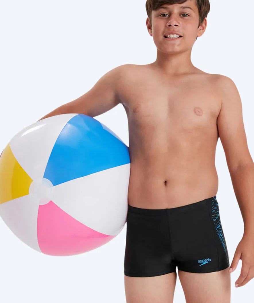 Speedo Aquashorts für Jungen - Allover Panel - Schwarz/Hellblau - Image 2
