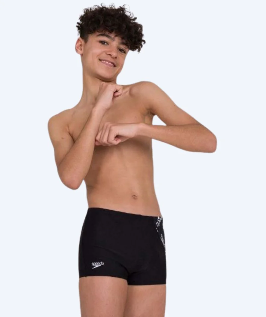 Speedo Aquashorts für Jungen - Allover Panel - Schwarz/Weiß