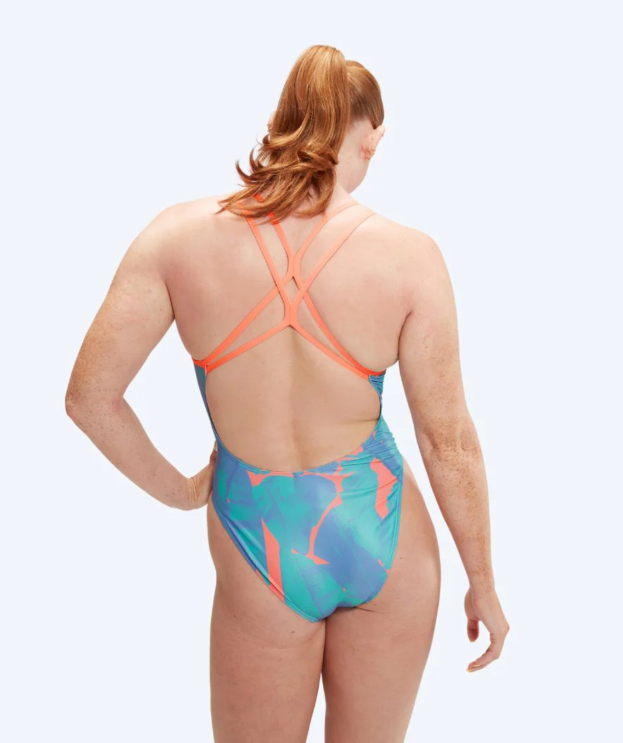 Speedo Badeanzug für Damen - Allover Digital Starback - Blau/Orange - Image 2