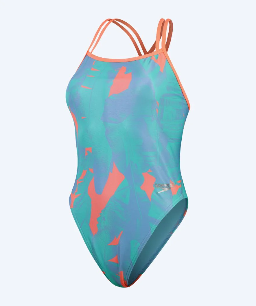 Speedo Badeanzug für Damen - Allover Digital Starback - Blau/Orange - Image 4