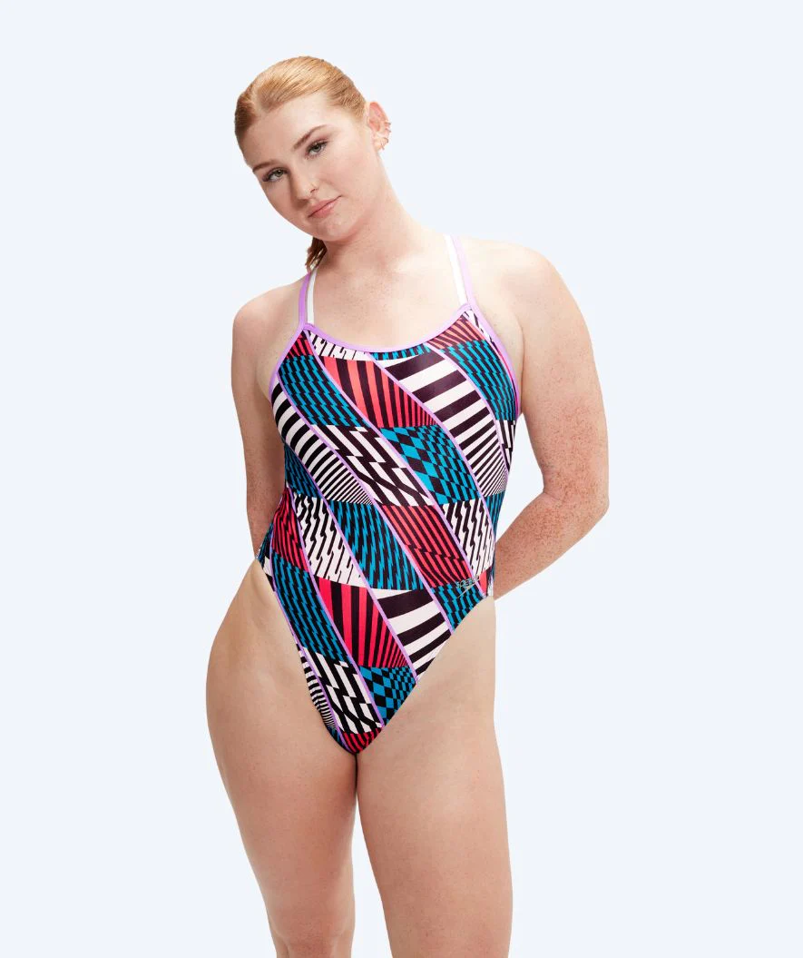 Speedo Badeanzug für Damen - Allover Digital Starback - Rot/Blau