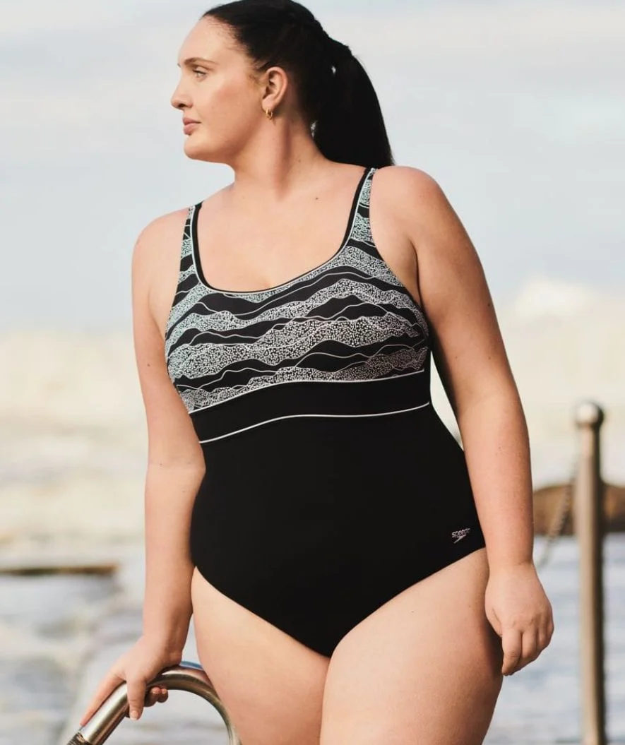 Speedo Badeanzug für Damen - Contour Eclipse - Schwarz/Weiß - Image 10