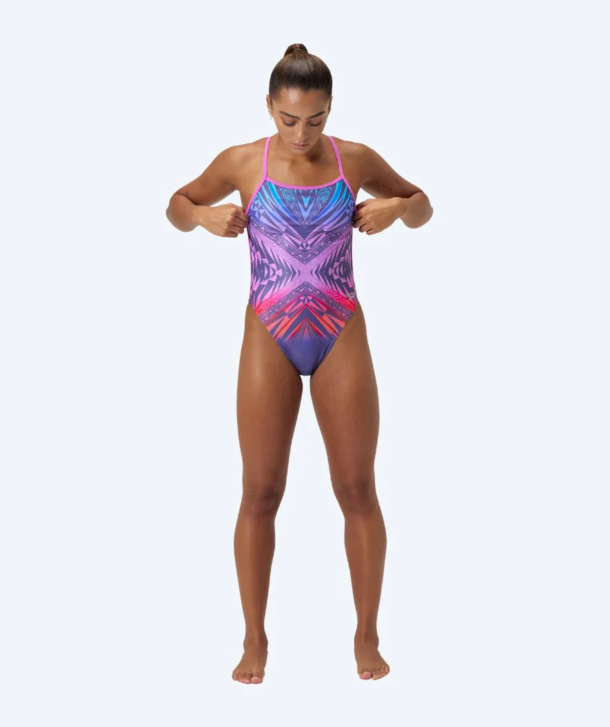 Speedo Badeanzug für Damen - Placement Digital V-Back - Lila/Rot - Image 4