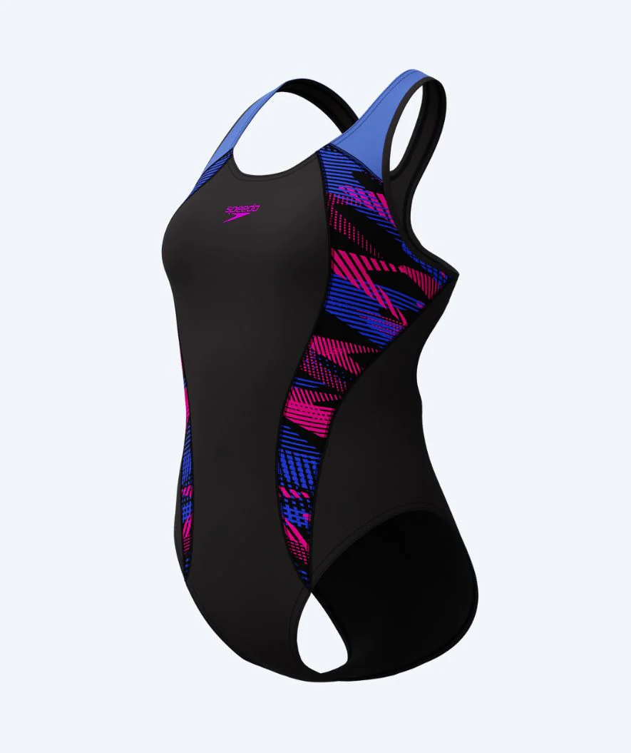 Speedo Badeanzug für Damen - Placement Laneback - Schwarz/Lila - Image 4