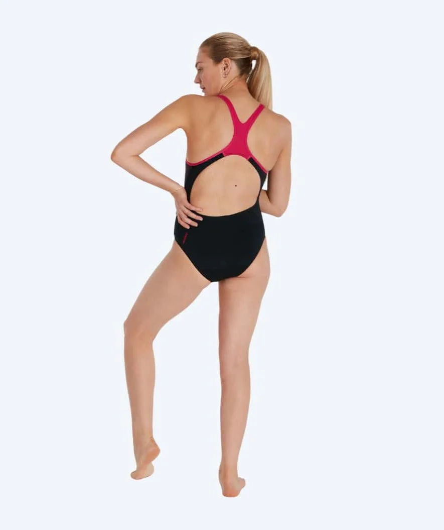 Speedo Badeanzug für Damen - Placement Laneback - Schwarz/Rot - Image 2