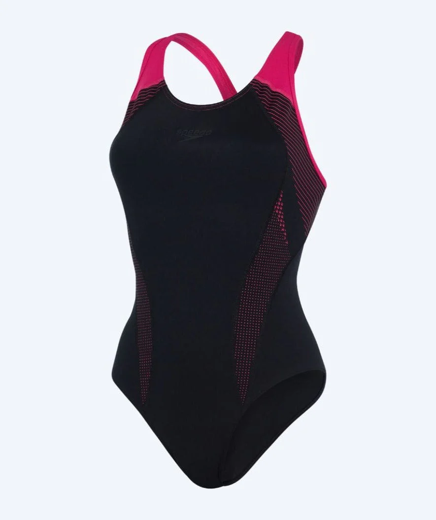 Speedo Badeanzug für Damen - Placement Laneback - Schwarz/Rot - Image 3