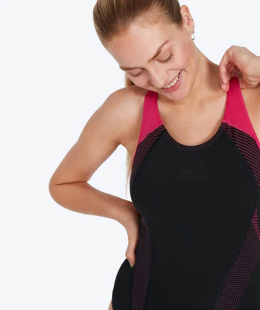 Speedo Badeanzug für Damen - Placement Laneback - Schwarz/Rot - Image 4