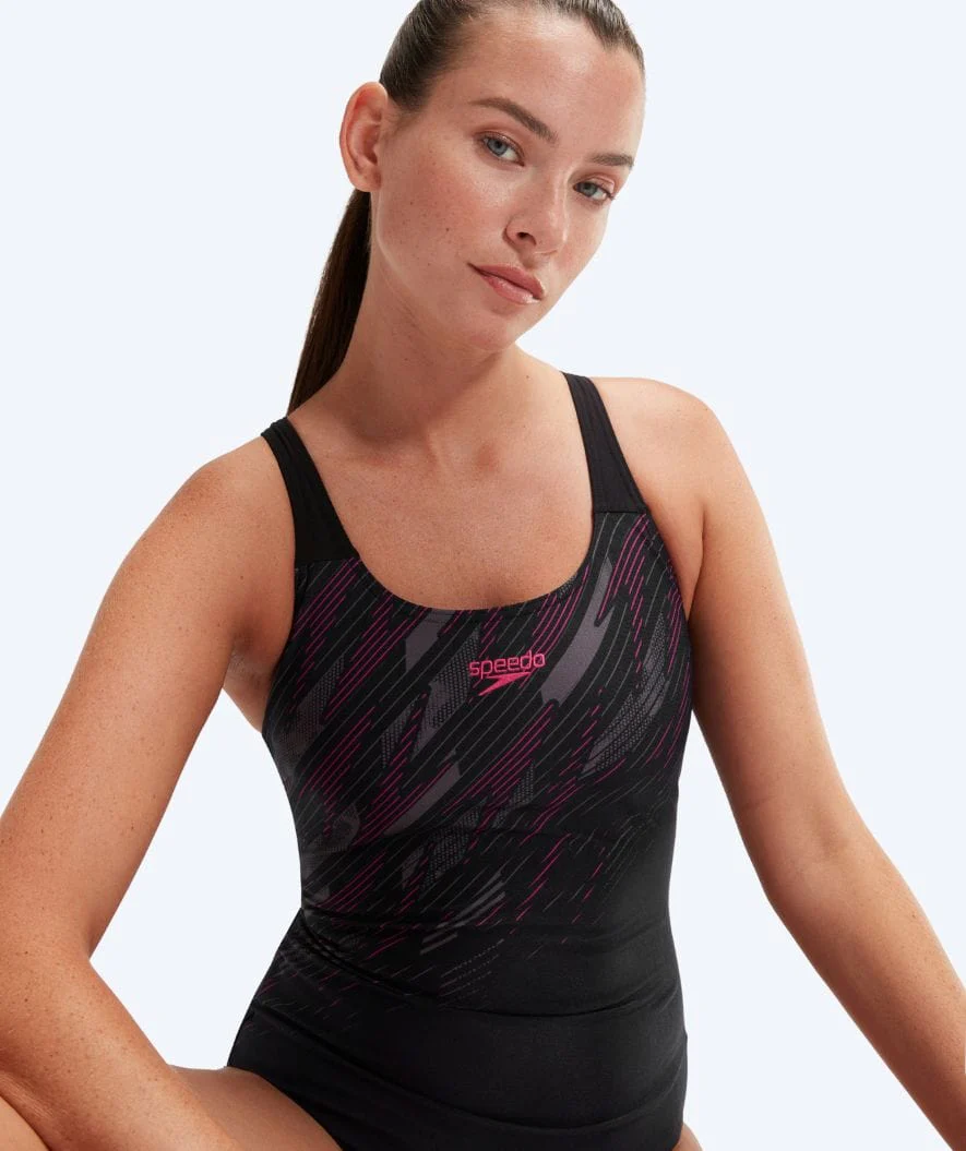 Speedo Badeanzug für Damen - Placement Muscleback - Schwarz/Hellrosa - Image 3