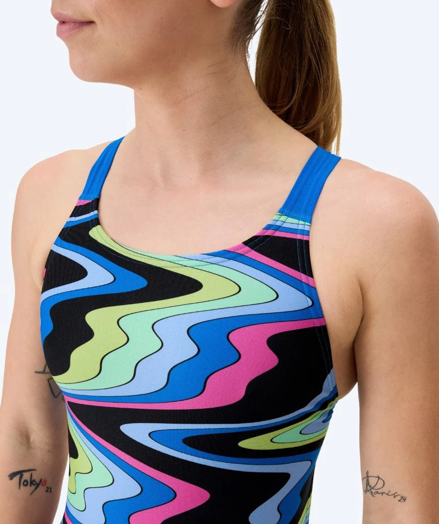 Speedo Badeanzug für Damen - Printed Leaderback - Schwarz/Blau - Image 4
