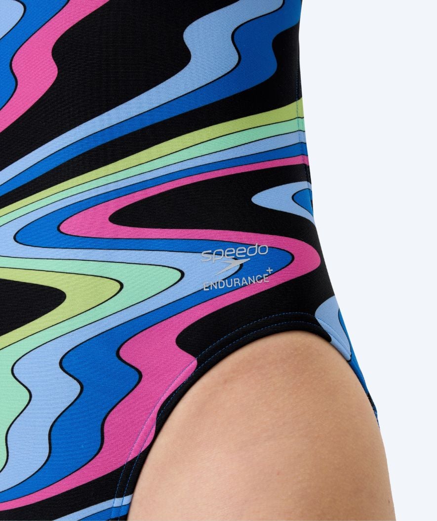 Speedo Badeanzug für Damen - Printed Leaderback - Schwarz/Blau - Image 6