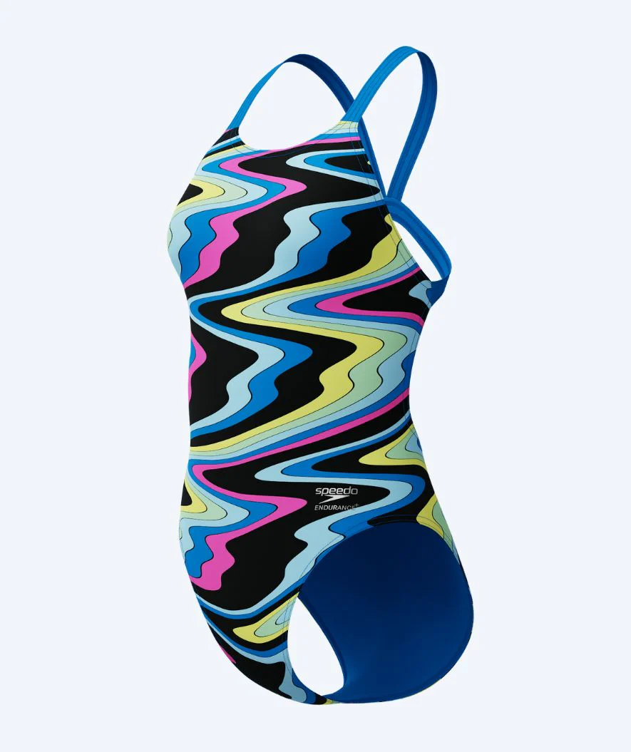 Speedo Badeanzug für Damen - Printed Leaderback - Schwarz/Blau - Image 7