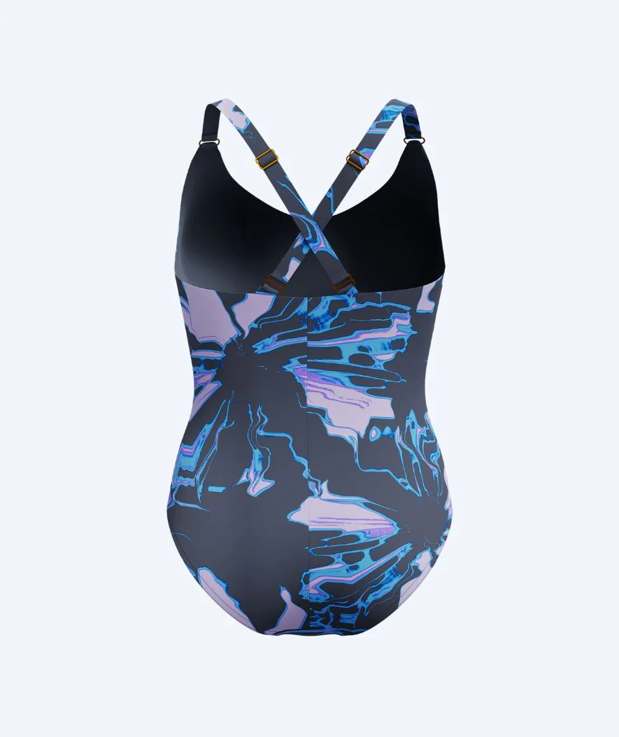 Speedo Badeanzug für Damen - Shaping Printed V-Neck - Grau/Hellblau - Image 8