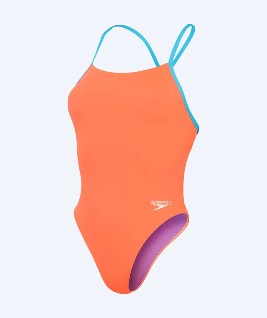 Speedo Badeanzug für Damen - Solid Tie Back - Orange/Blau - Image 5