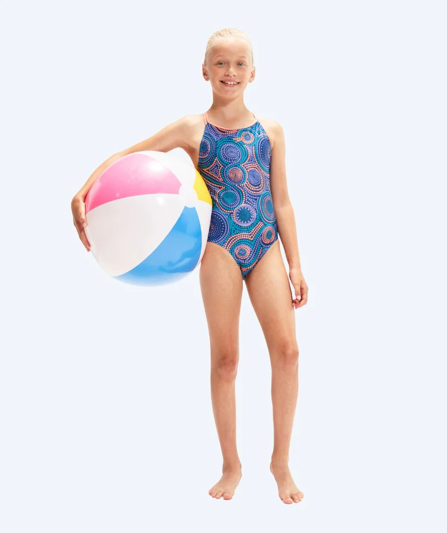 Speedo Badeanzug für Mädchen - Printed Twinstrap - Donkerblau/Orange - Image 6