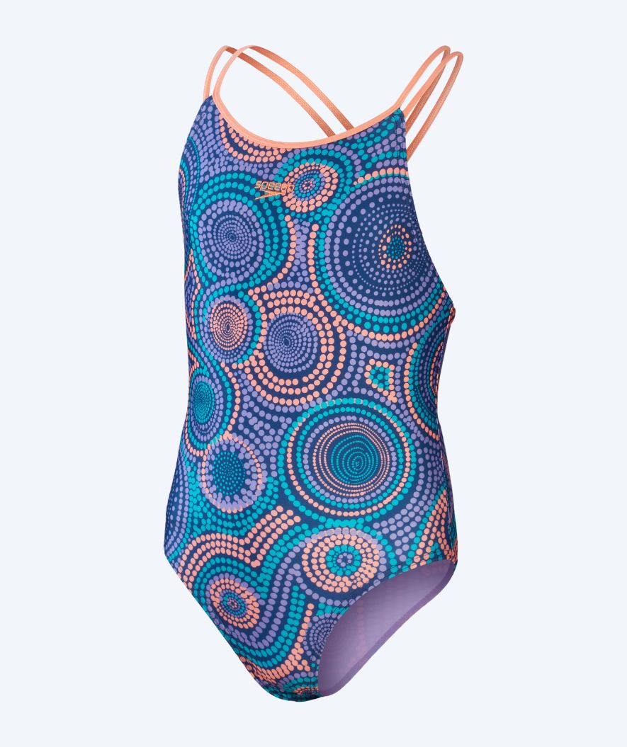 Speedo Badeanzug für Mädchen - Printed Twinstrap - Donkerblau/Orange - Image 7
