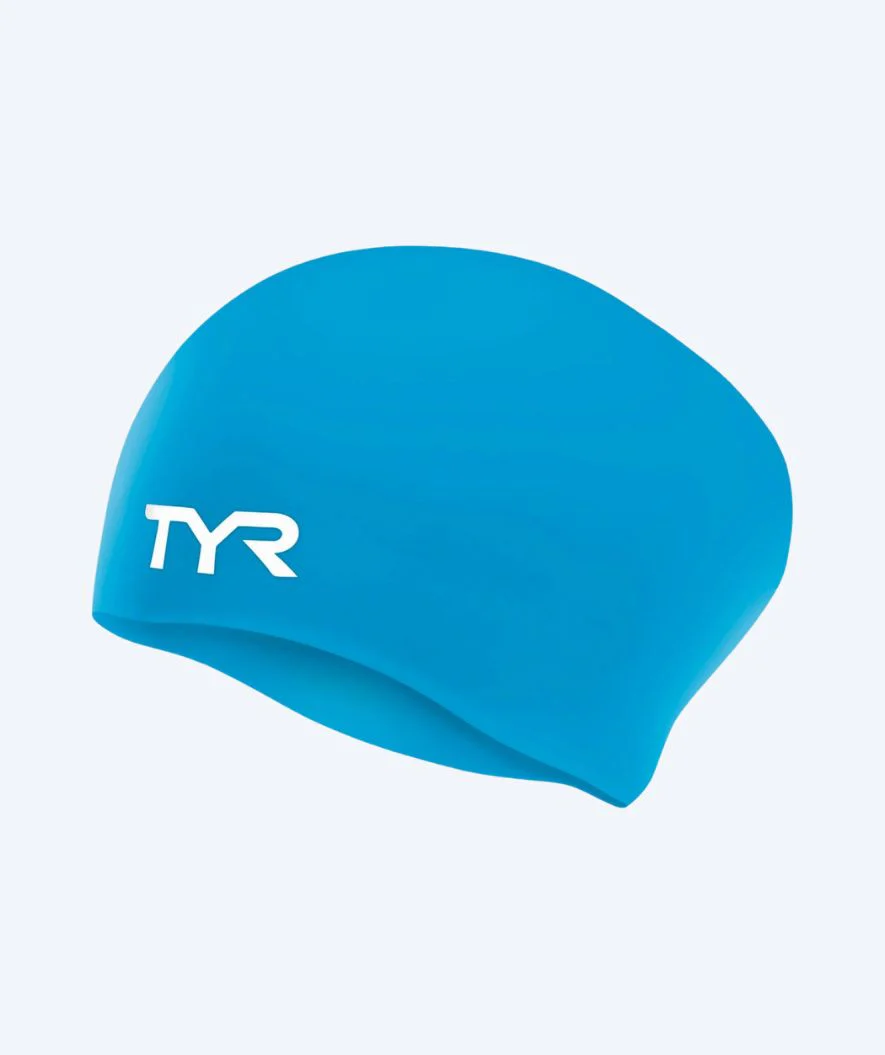 TYR Badekappe für langes Haar - Silicone - Blau