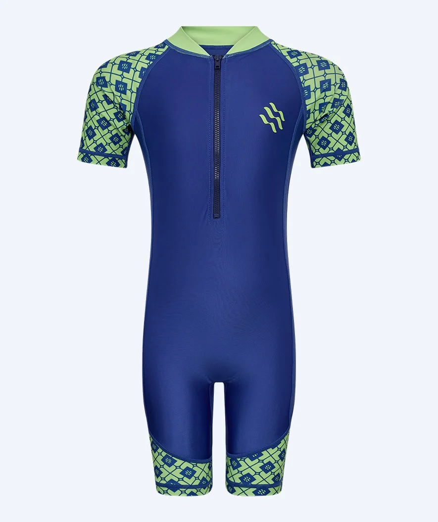 Watery UV Anzug für Kinder - Athena Kurzarm Rashguard - Grün/Donkerblau - Image 2