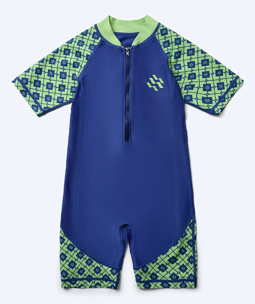 Watery UV Anzug für Kinder - Athena Kurzarm Rashguard - Grün/Donkerblau - Image 4