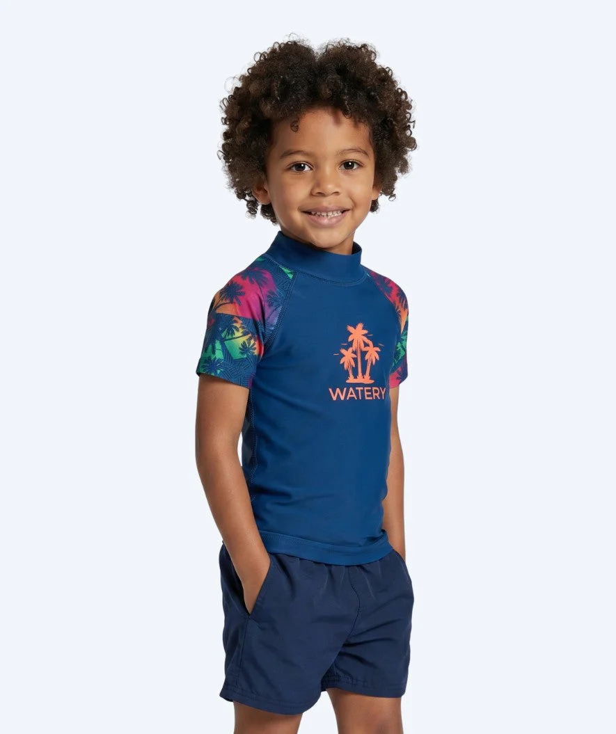 Watery UV Shirt für Kinder - Katsu Kurzarm Rashguard - Mehrfarbig/Donkerblau