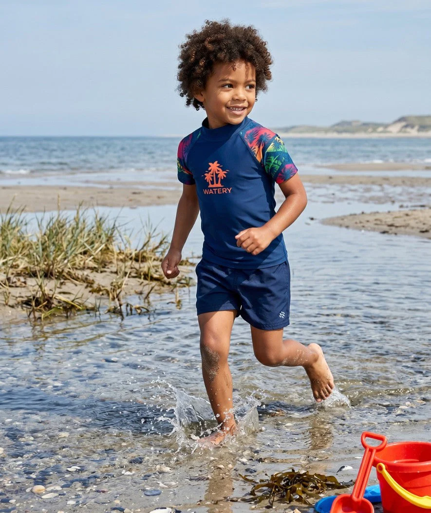 Watery UV Shirt für Kinder - Katsu Kurzarm Rashguard - Mehrfarbig/Donkerblau - Image 4