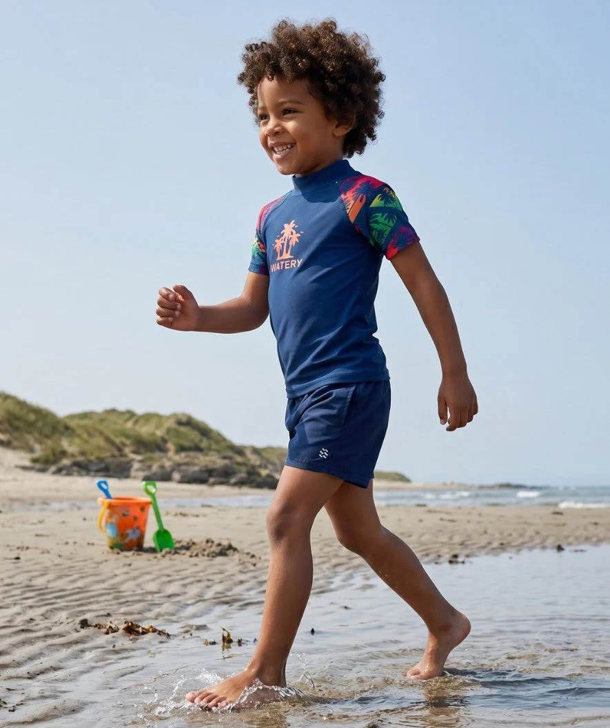 Watery UV Shirt für Kinder - Katsu Kurzarm Rashguard - Mehrfarbig/Donkerblau - Image 6