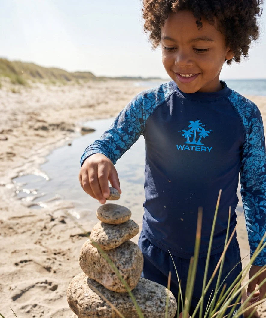 Watery UV Shirt für Kinder - Katsu Langarm Rashguard - Blau/Donkerblau - Image 5