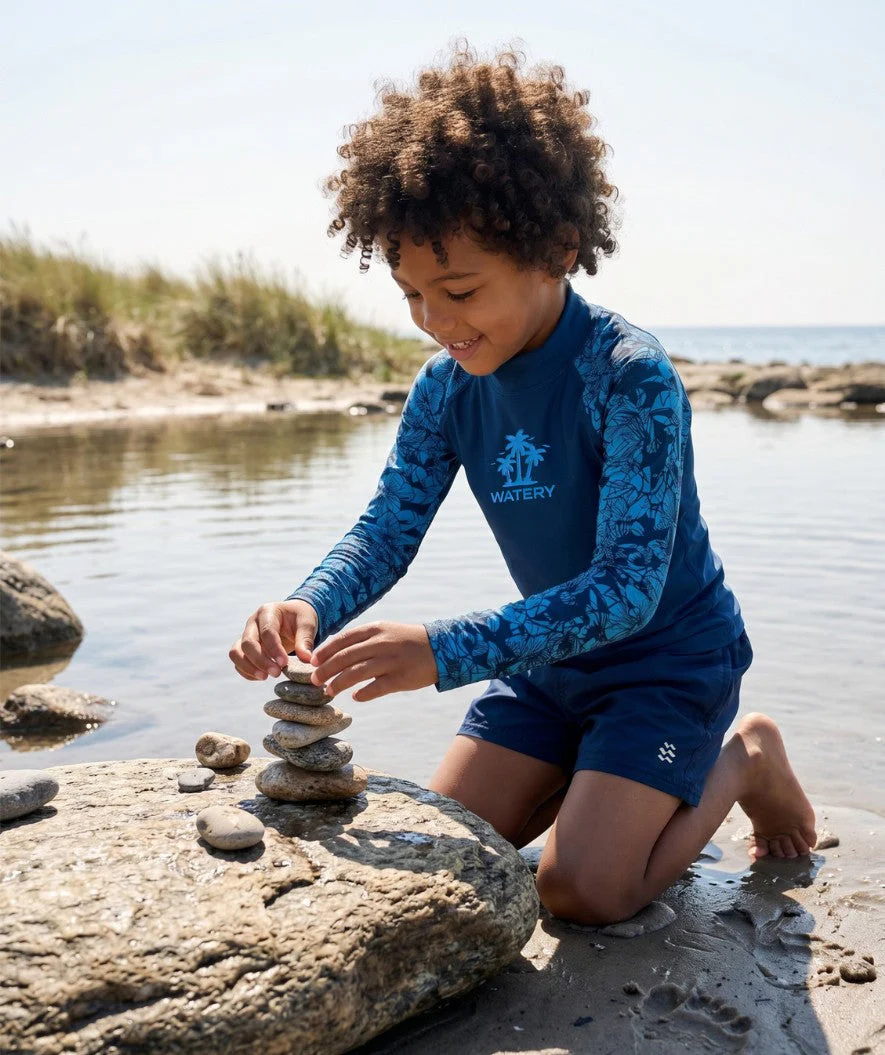 Watery UV Shirt für Kinder - Katsu Langarm Rashguard - Blau/Donkerblau - Image 6