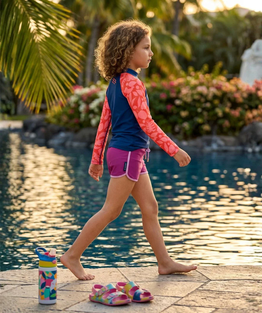 Watery UV Shirt für Kinder - Osiris Langarm Rashguard - Rosa/Donkerblau - Image 6