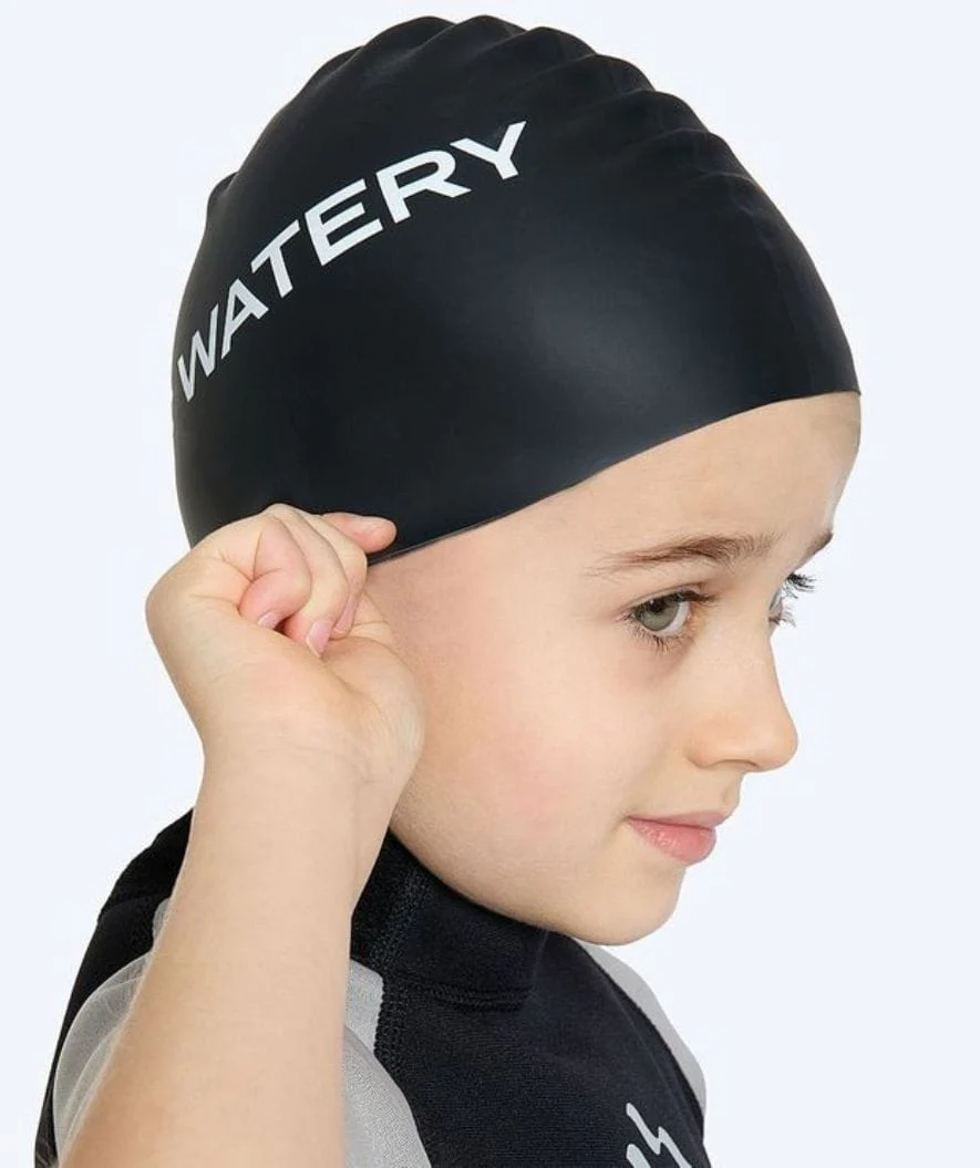 Watery Badekappe für Kinder (3-10) - Signature - Schwarz - Image 5