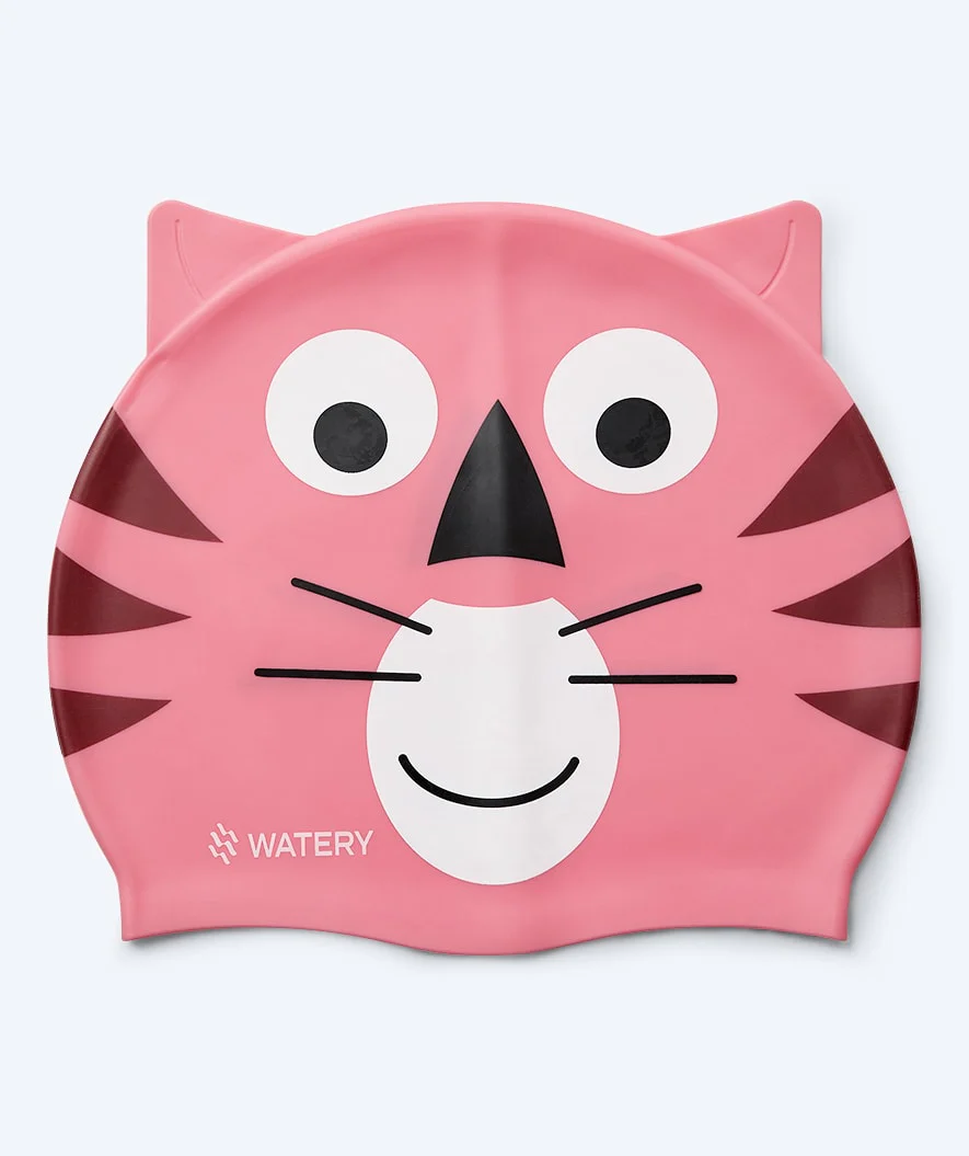 Watery Badekappe für Kinder - Dashers - Tiger (Hellrosa)