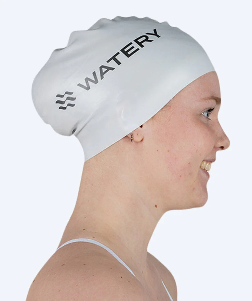 Watery Badekappe für langes Haar - Signature - Weiß