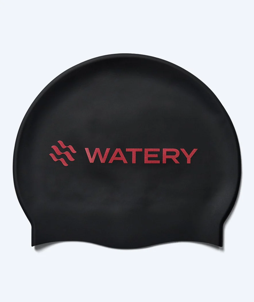 Watery Badekappe - Signature Metallic - Schwarz/Rot