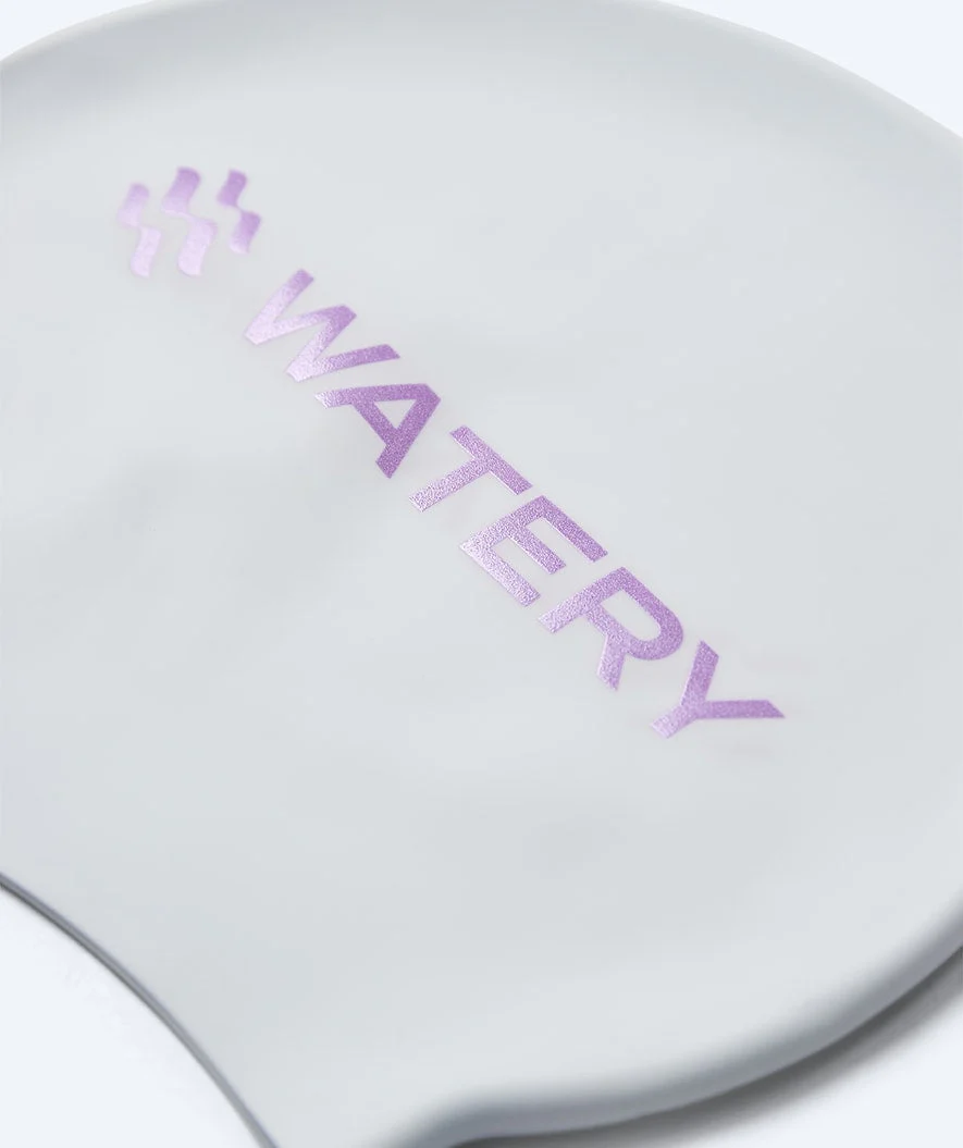 Watery Badekappe - Signature Metallic - Weiß/Lila - Image 2