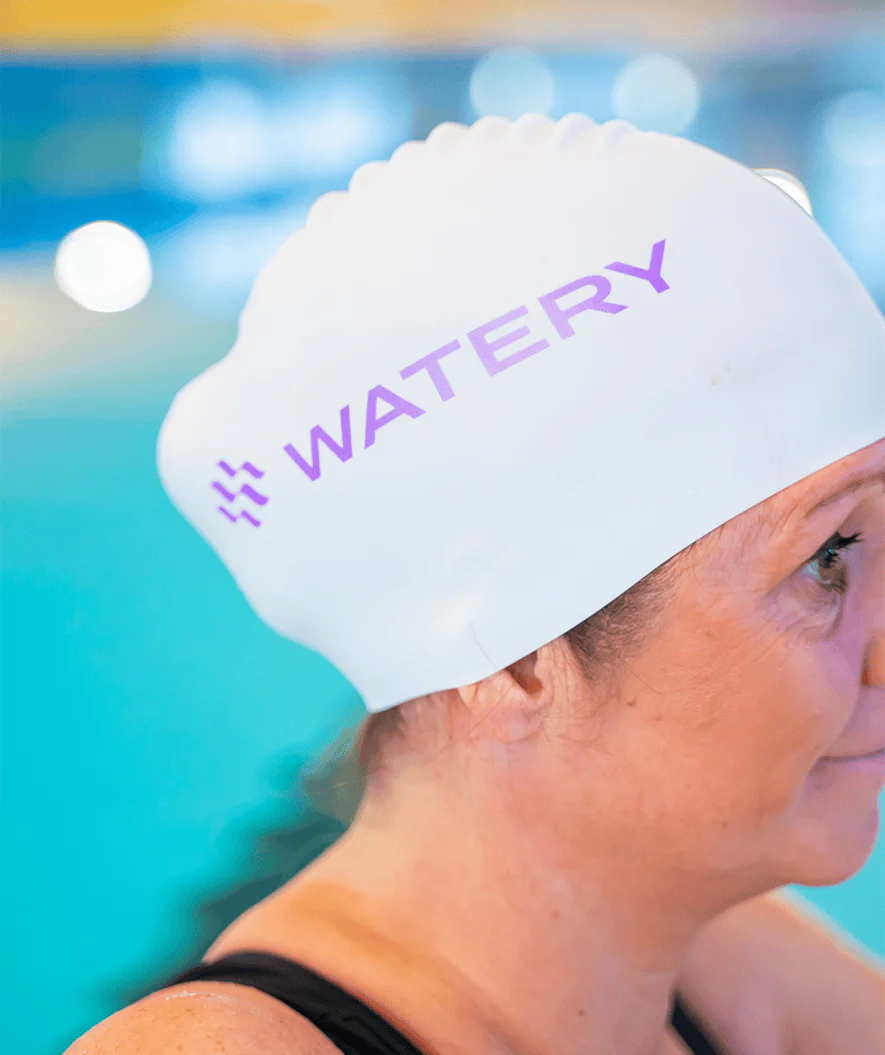 Watery Badekappe - Signature Metallic - Weiß/Lila - Image 3