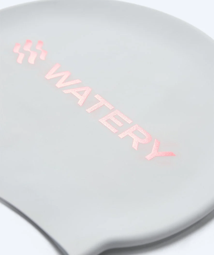 Watery Badekappe - Signature Metallic - Weiß/Hellrosa - Image 2