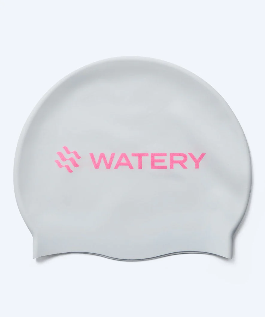 Watery Badekappe - Signature Metallic - Weiß/Rosa