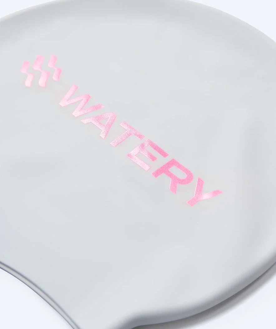 Watery Badekappe - Signature Metallic - Weiß/Rosa - Image 2