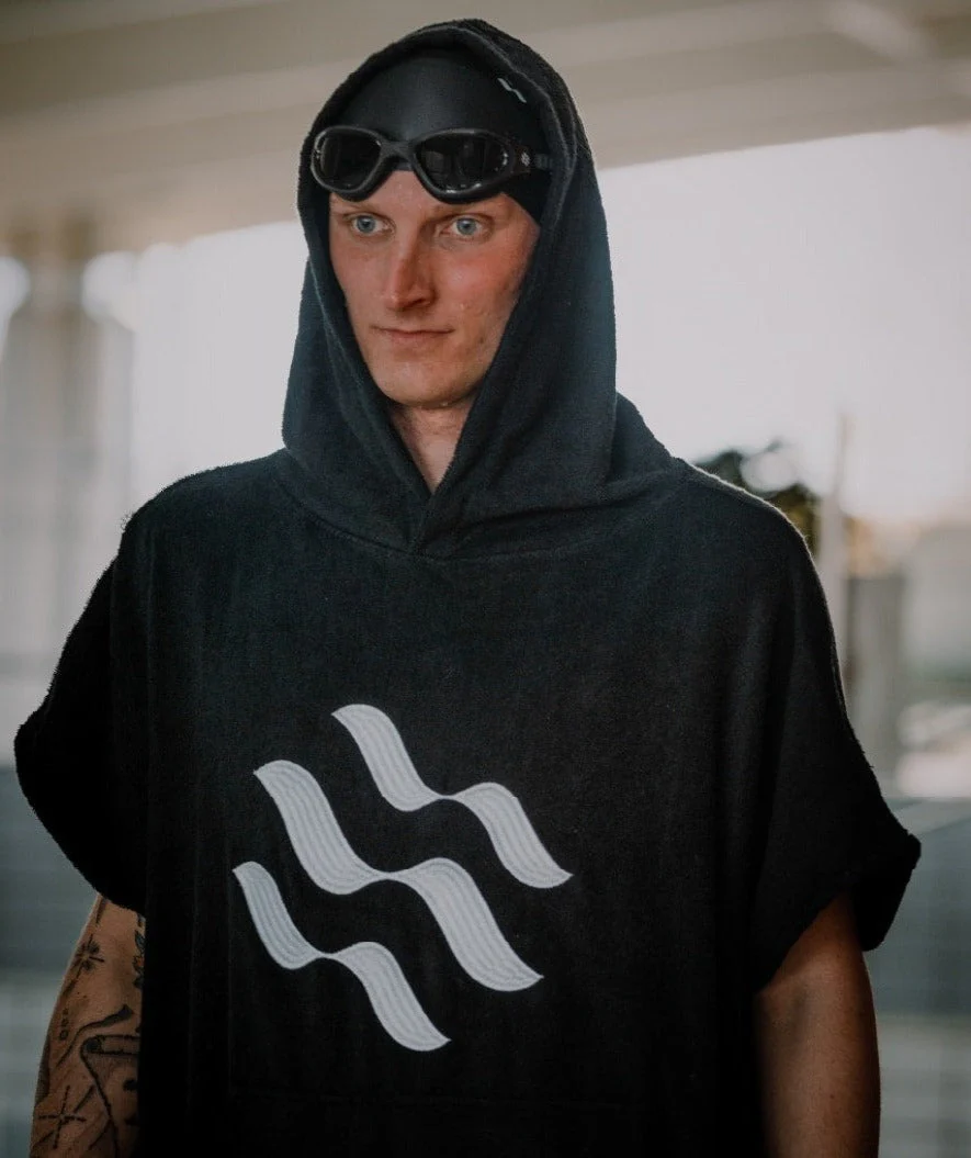 Watery Badeponcho für Erwachsene - Baumwolle - Schwarz - Image 12