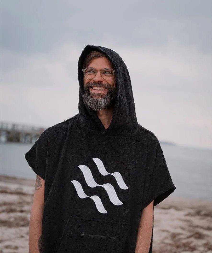 Watery Badeponcho für Erwachsene - Baumwolle - Schwarz - Image 9