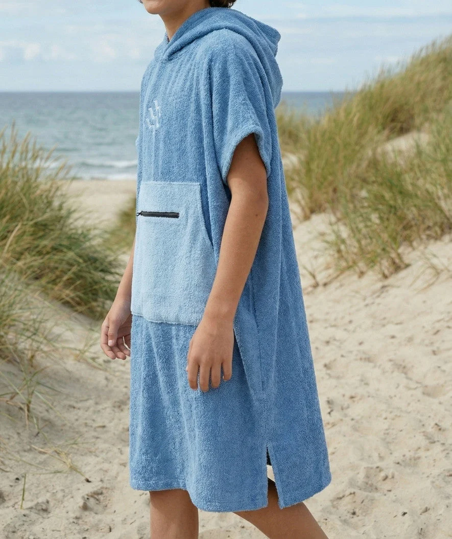 Watery Badeponcho für Junioren (6-15) - Baumwolle - Atlantic Blue - Image 6