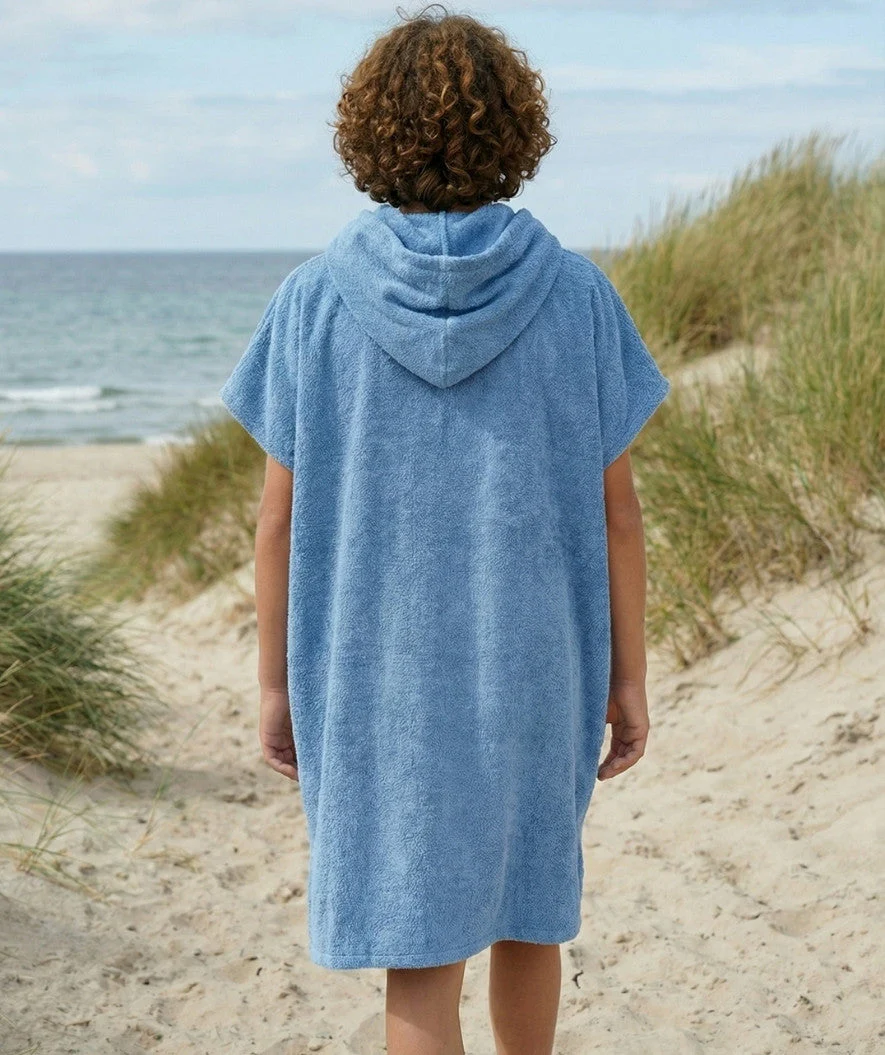 Watery Badeponcho für Junioren (6-15) - Baumwolle - Atlantic Blue - Image 8