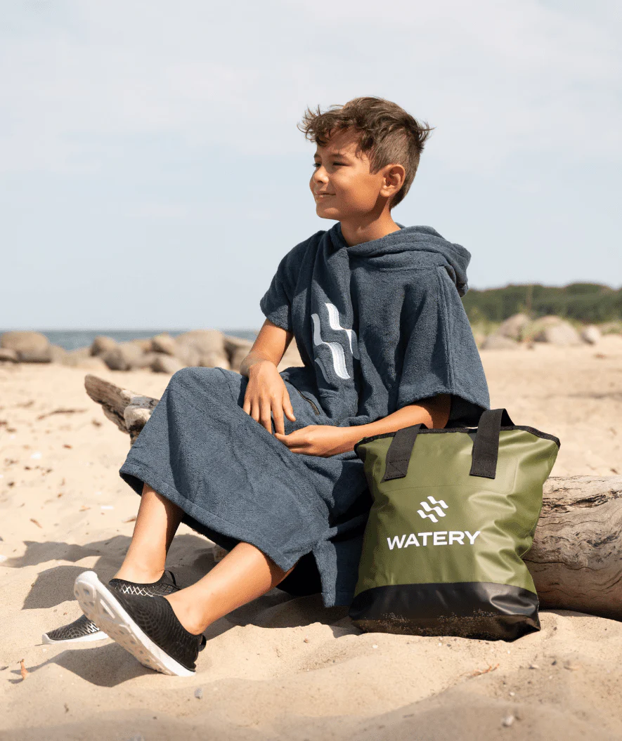 Watery Badeponcho für Junioren (6-15) - Baumwolle - Donkerblau - Image 5